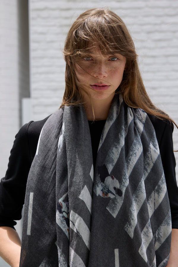 GINZA ZEBRAS oversized wool scarf