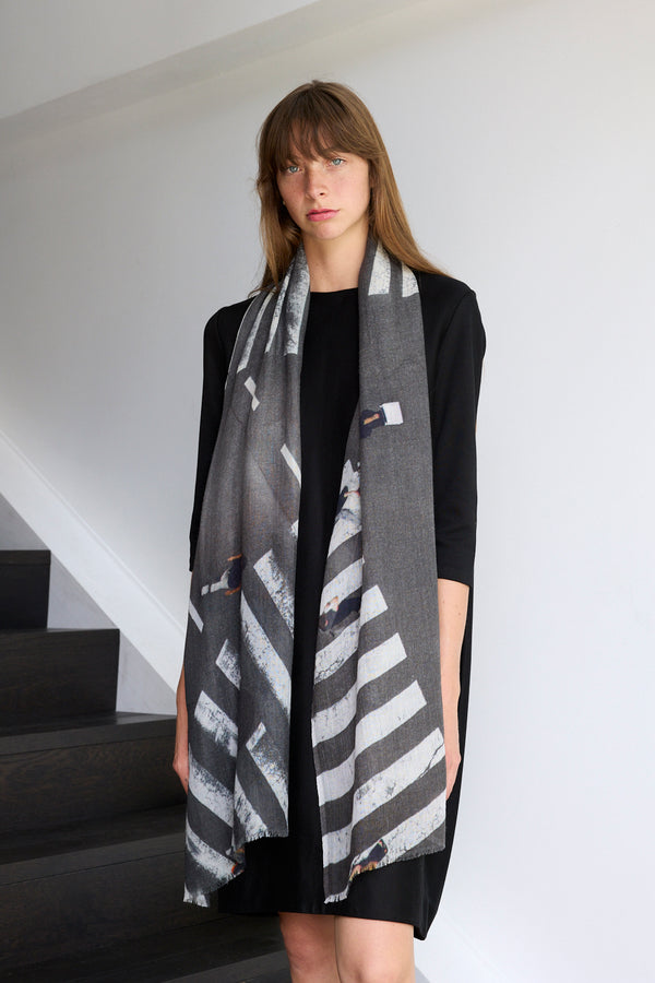 GINZA ZEBRAS skinny wool scarf