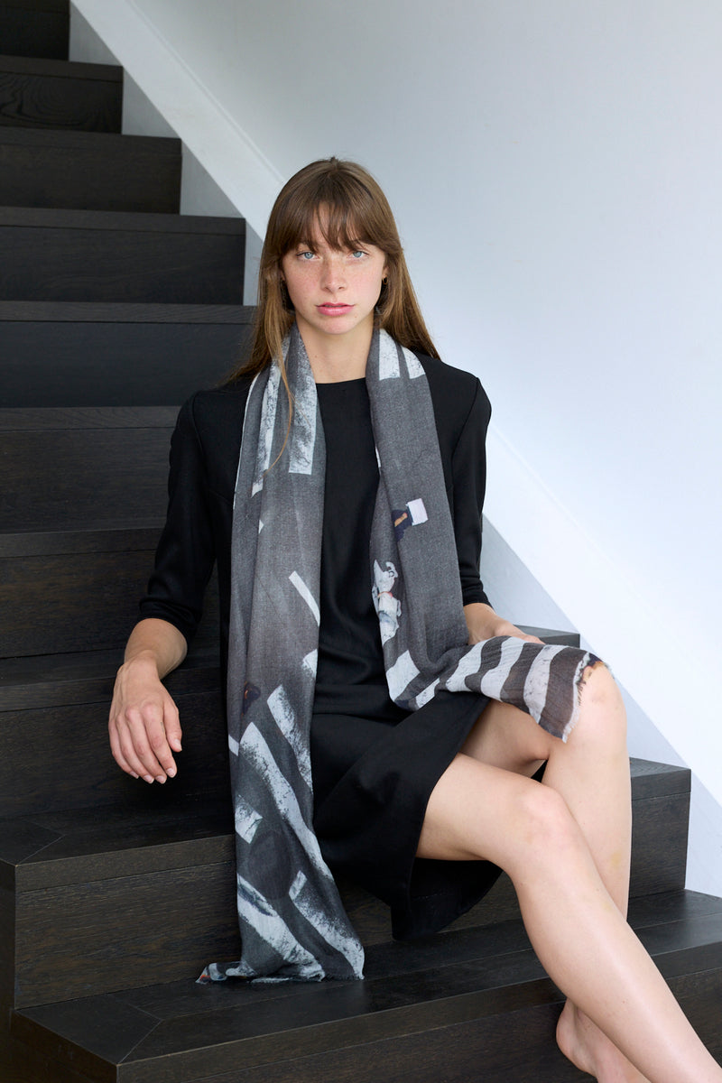 GINZA ZEBRAS skinny wool scarf