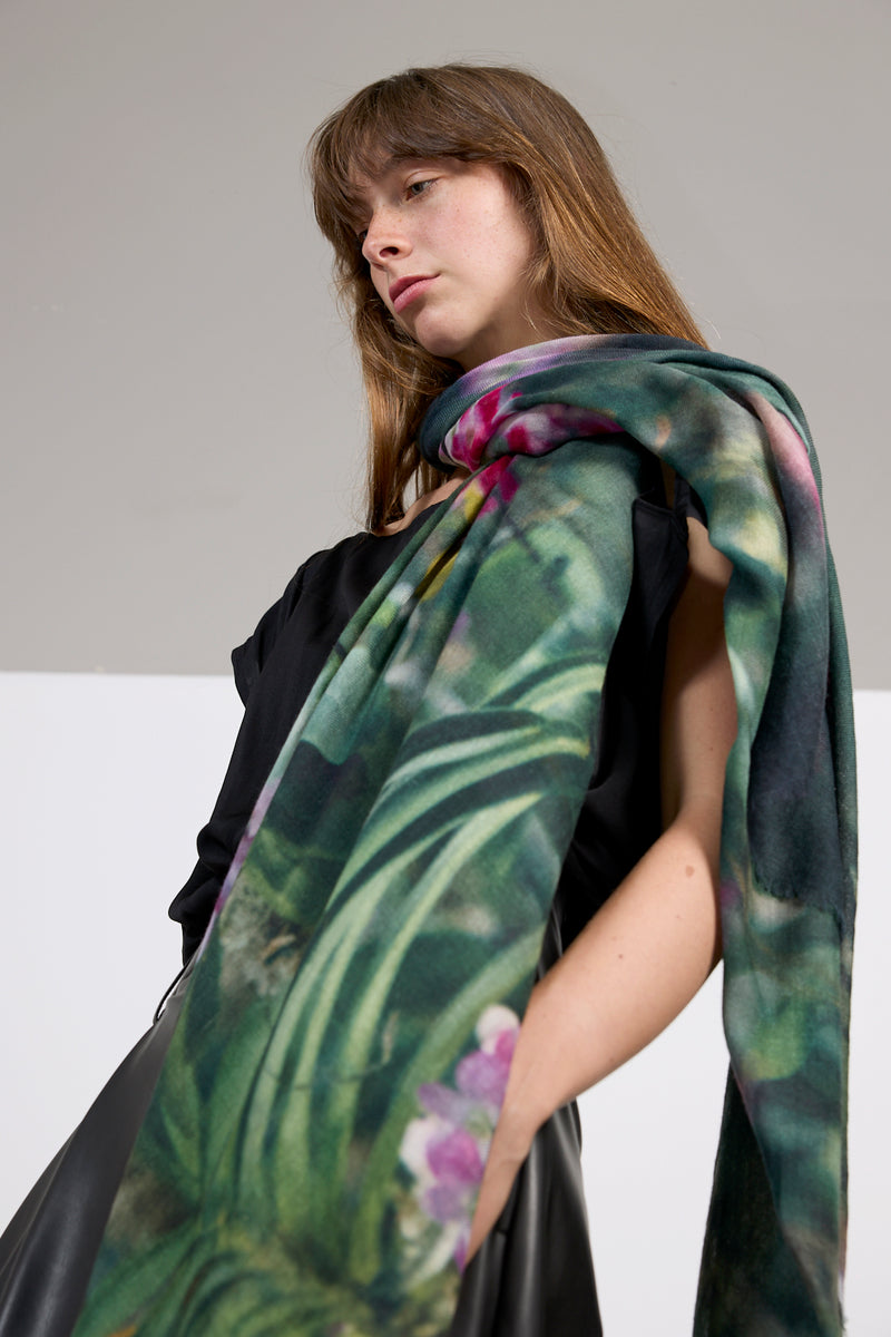 ORCHID JUNGLE oversized wool scarf