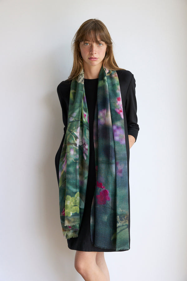 ORCHID JUNGLE skinny wool scarf