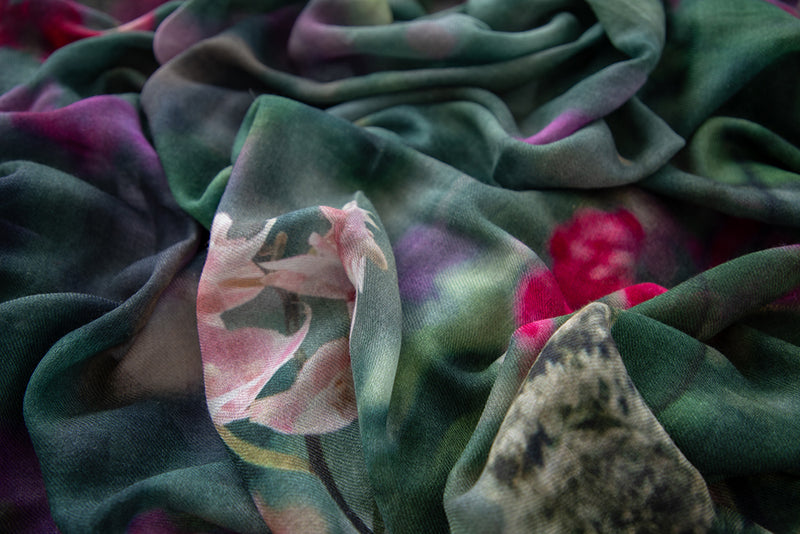 ORCHID JUNGLE oversized wool scarf