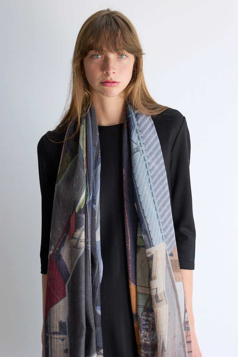 SHINJUKU ROOFTOPS skinny wool scarf